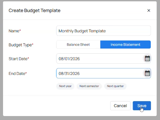 Create Budget Template - Budget Builder