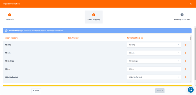 field mapping - import