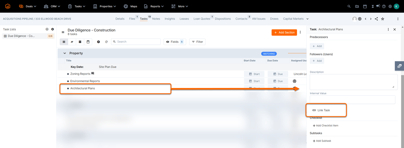 Link Task Link Status, Start/Due Dates, and Completion from another Task