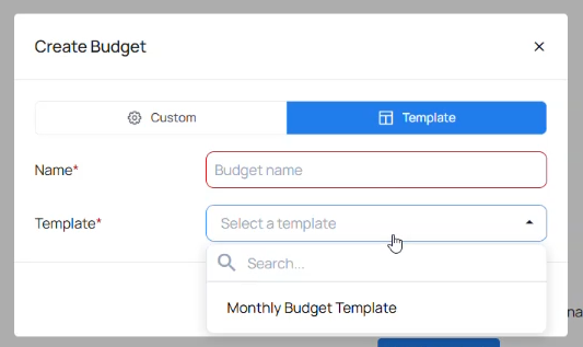 Select Template - Budget Builder