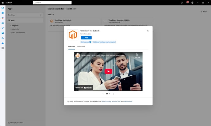 TermSheet for outlook