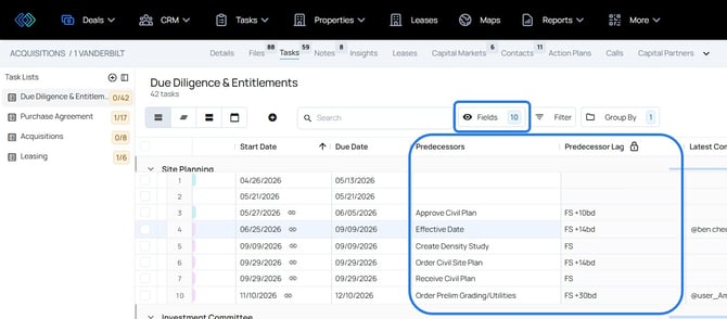 add predecessor fields