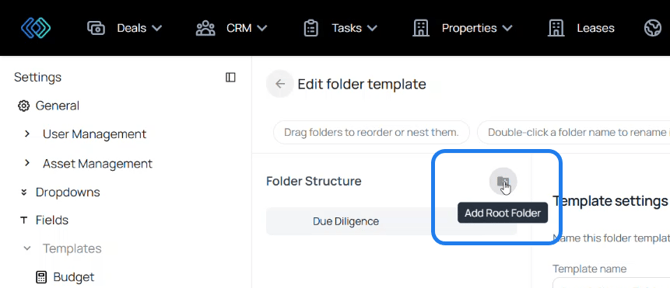add root folder - folder template