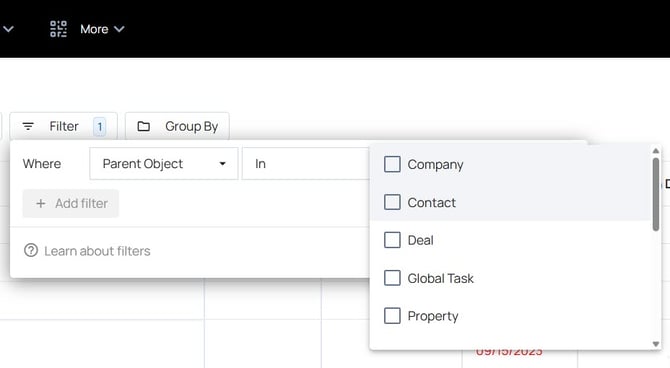 aggregated task views - parent object