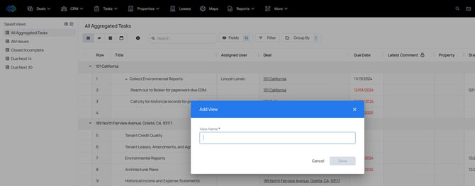 aggregated tasks - name view