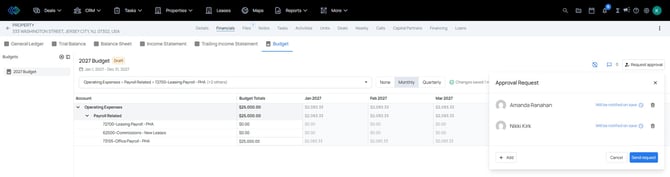 approval requests - budget builder