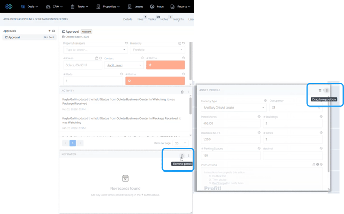 approvals - edit tab layout