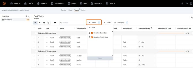 baseline- add fields