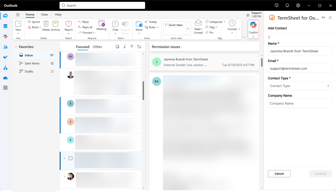 contact details outlook