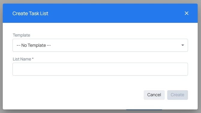 create task list pop up