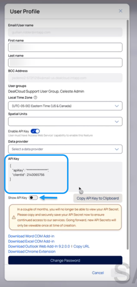 dc integration-api key