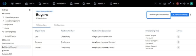 delete object manager - manage custom fields