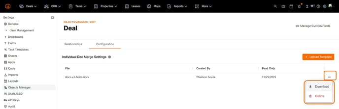 docmerge manager settings