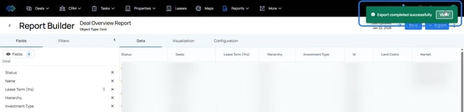 exports - export completed