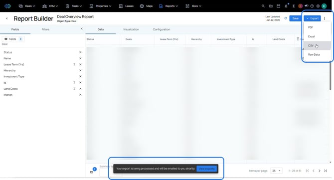 exports - start export