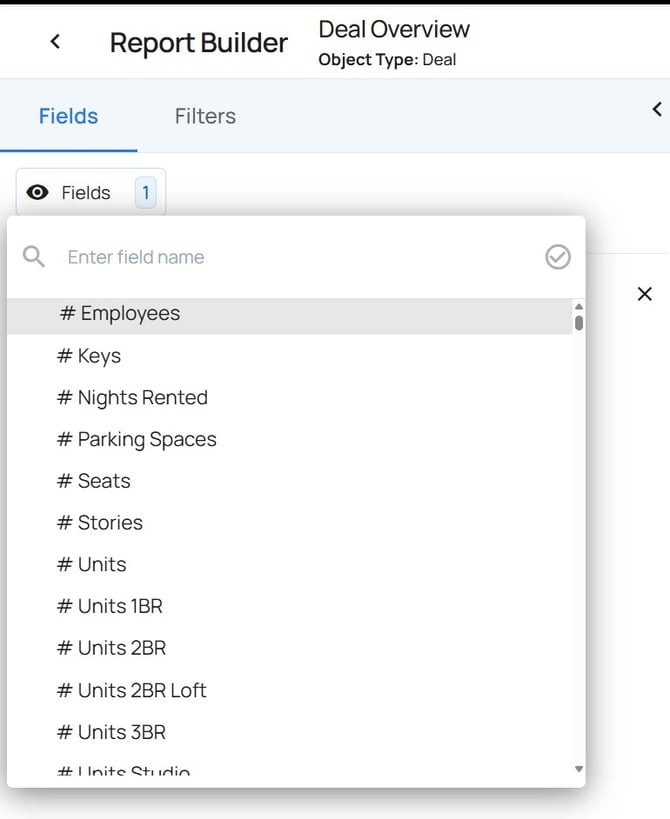 fields - report builder