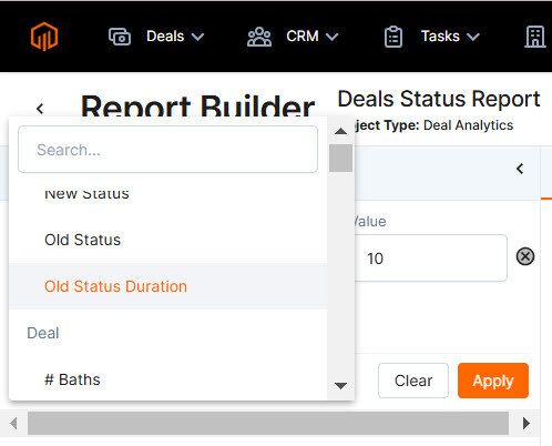 filters - deal analytics