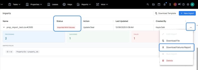 imports - imported with failures