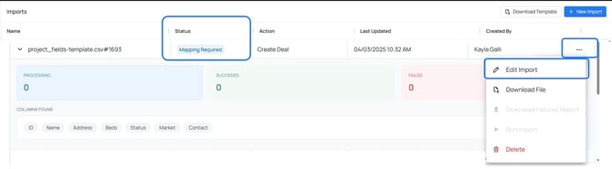 imports - mapping required