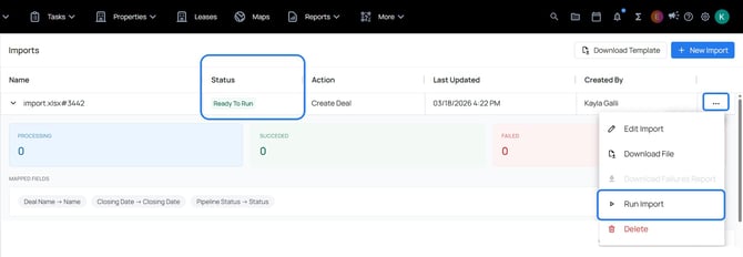 imports - ready to run status