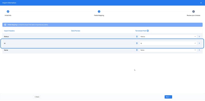 imports - update map id