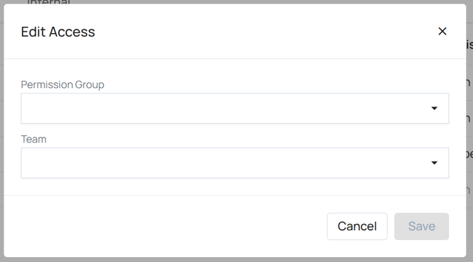 manage users - edit access pop up