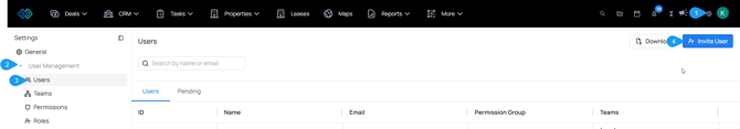 manage users - navigate to invite users