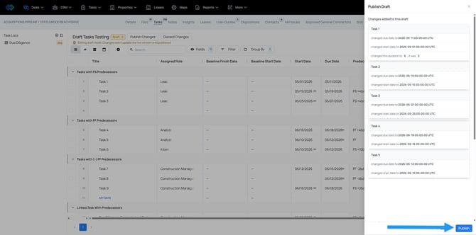 publish draft tasks