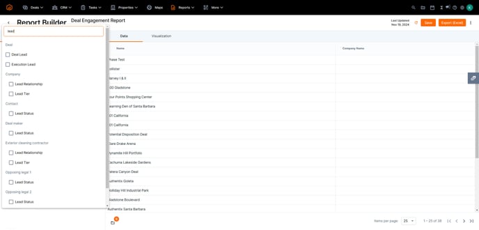 report-nested filters