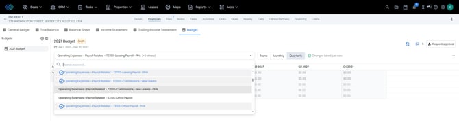 select accounts - budget builder