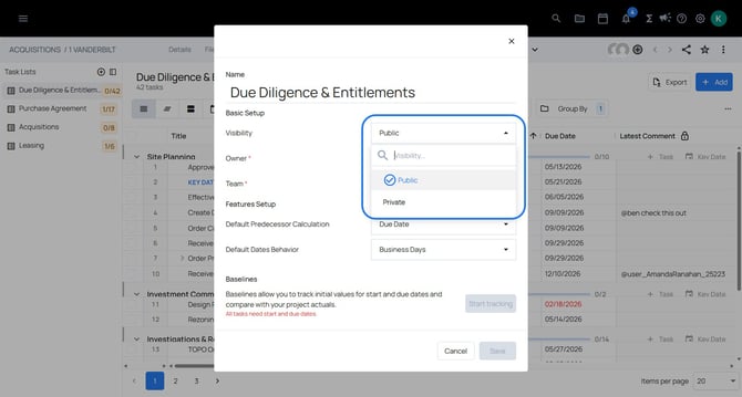 settings - visibility
