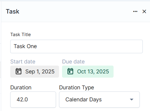 task dates and duration