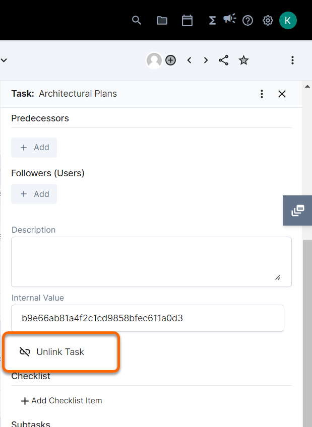 unlink task